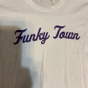 Funky Town Men's White/Purple Tshirt - Sz - Medium